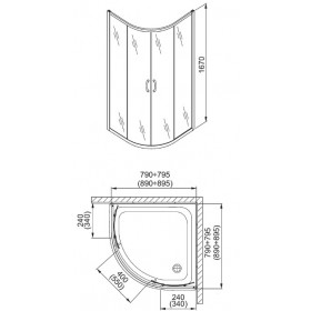 Фото 1 100-092122 Душевая кабина Aquaform NIGRA 90x90 Satinato, полукруг
