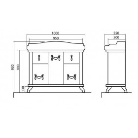 Фото 1 Тумба с умывальником Аква Родос Арт Деко 100 см (айвори)