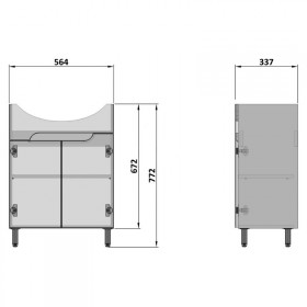 Фото 1 Шкафчик Prime под раковину Cersania 60, белый Nautilus (Pm C-60)