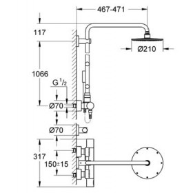 Фото 1 Душевая система Grohe Rainshower для душа с термостатом и доп.форсунками (27374000)