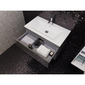 Фото 10 Тумба подвесная Ювента Prato Pr-65 старый дуб с умывальником Atria-65