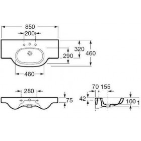 Фото 1 Умывальник Roca Meridian-N 85 с полками (32724D000)
