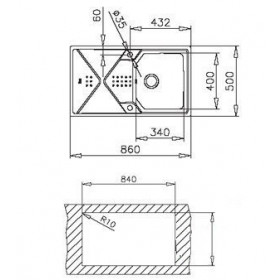 Фото 1 Мойка кухонная TEKA EXPRESSION 1B 1D 86 860х500 декор. (12126012)