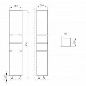 Фото 3 Пенал Sanwerk ALESSA 35 Правый, 4F, с корзиной для белья (MV0000134)