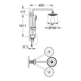 Фото 1 Душевая система Grohe Rainshower Solo с функ. Ecojoy, кронш. - 450мм (27430000)
