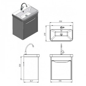 Фото 2 Тумба подвесная Ювента Livorno Lvr-55 структурный белый с умывальником Luxury-55
