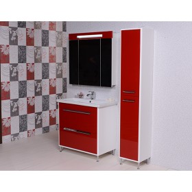 Фото 2 Тумба Мойдодыр ПАРИЖ 80 с умывальником Mira 80 Красный