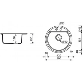 Фото 1 Мойка кухонная Marmorin TANAT d.500 BLACK (270803002)
