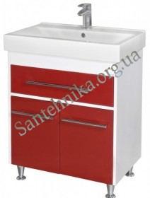 Фото Тумба Аквародос Леонардо красная с умывальником MONA 70