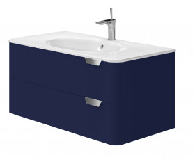 Фото Тумба подвесная Botticelli Velluto Vlt-100 синий с умывальником STELLA-1000