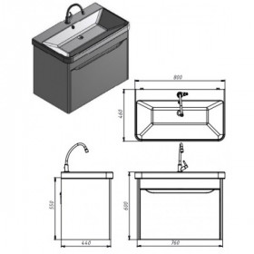 Фото 2 Тумба подвесная Ювента Livorno Lvr-80 структурный камень с умывальником Luxury-80
