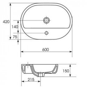 Фото 2 Умывальник Cersanit Caspia 60 см овал