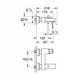 Фото 2 Смеситель для ванны Grohe Eurocube (23140000)