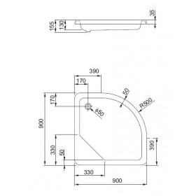 Фото 1 200-35025 Поддон акриловый Aquaform Standart (15,5) 90